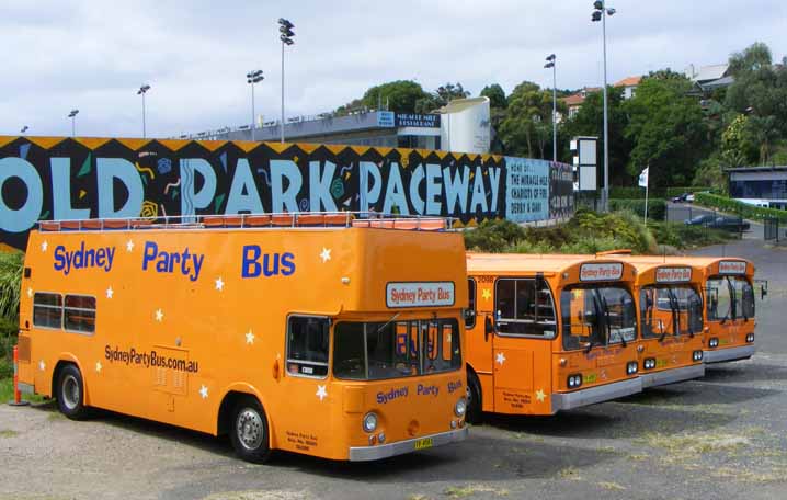 Sydney Party Bus Leyland Atlantean PMC TV4583 & three Mercedes O305